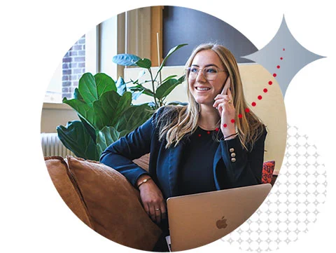 Corporate Financial Wellness Advice 3 business woman on phone circle 480px mobile